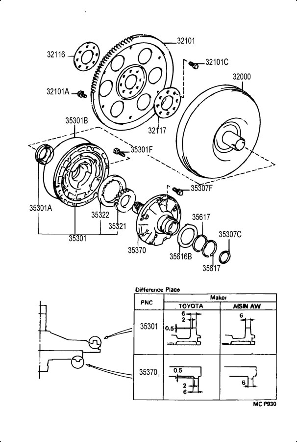 LEXUS TORQUE CONVERTER, FRONT OIL PUMP & CHAIN (ATM)